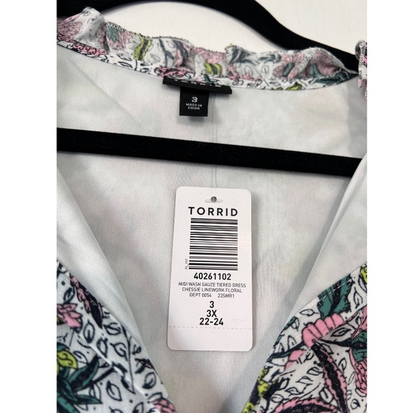 Midi Wash Gauze Chessie Linework Floral Tiered Dress - Picture 8 of 8